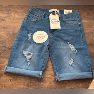 California Vintage Women's Blue Distressed Jean Shorts